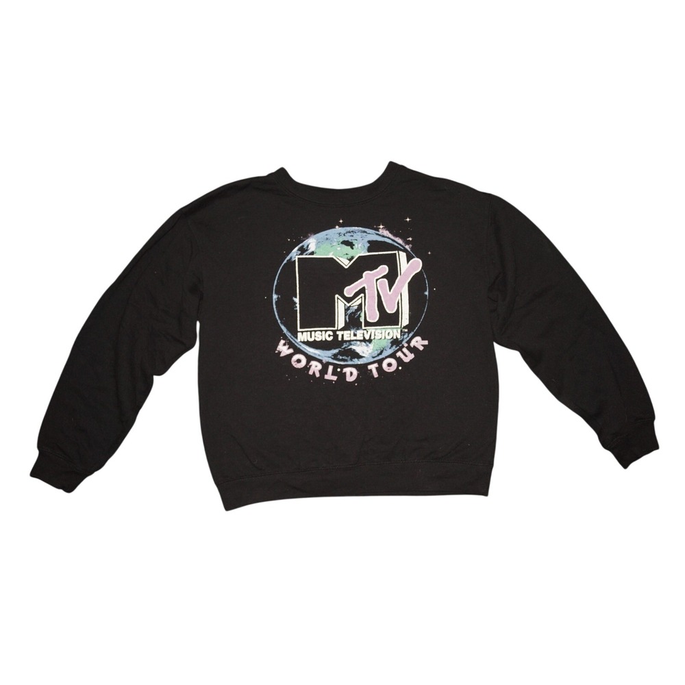 MTV World Tour Black Sweatshirt Size Juniors Medium 7-9  P43